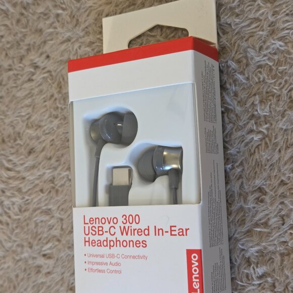 Lenovo 300 USB-C In-Ear Headphones – New, Grey - Picture 3 of 3